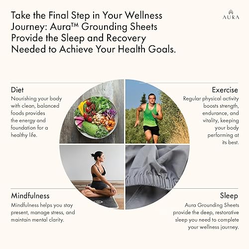 Miniatura 5 de Aura Sábanas de lujo tamaño King, 12 % plata pura, el más alto contenido de plata disponible, sábanas de cama de conexión a tierra, sábanas a