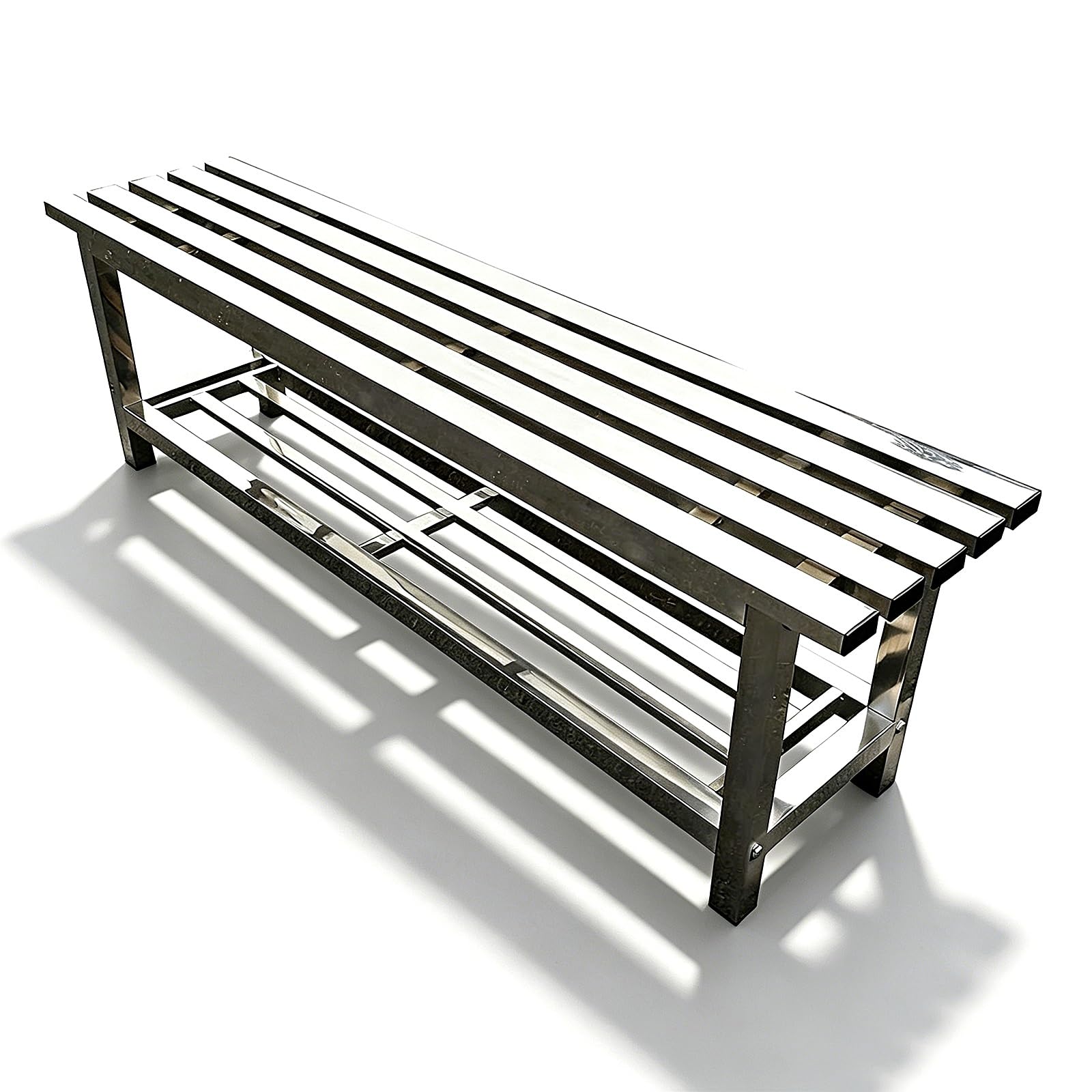 Banco Jardin Exterior Banco Terraza de Acero Inoxidable 201/304 Capacidad de Carga: 300 Kg Resistentes a la Intemperie Banco Esquinero para Entradas Vestuarios(304 Stainless Steel,120x35x45cm)