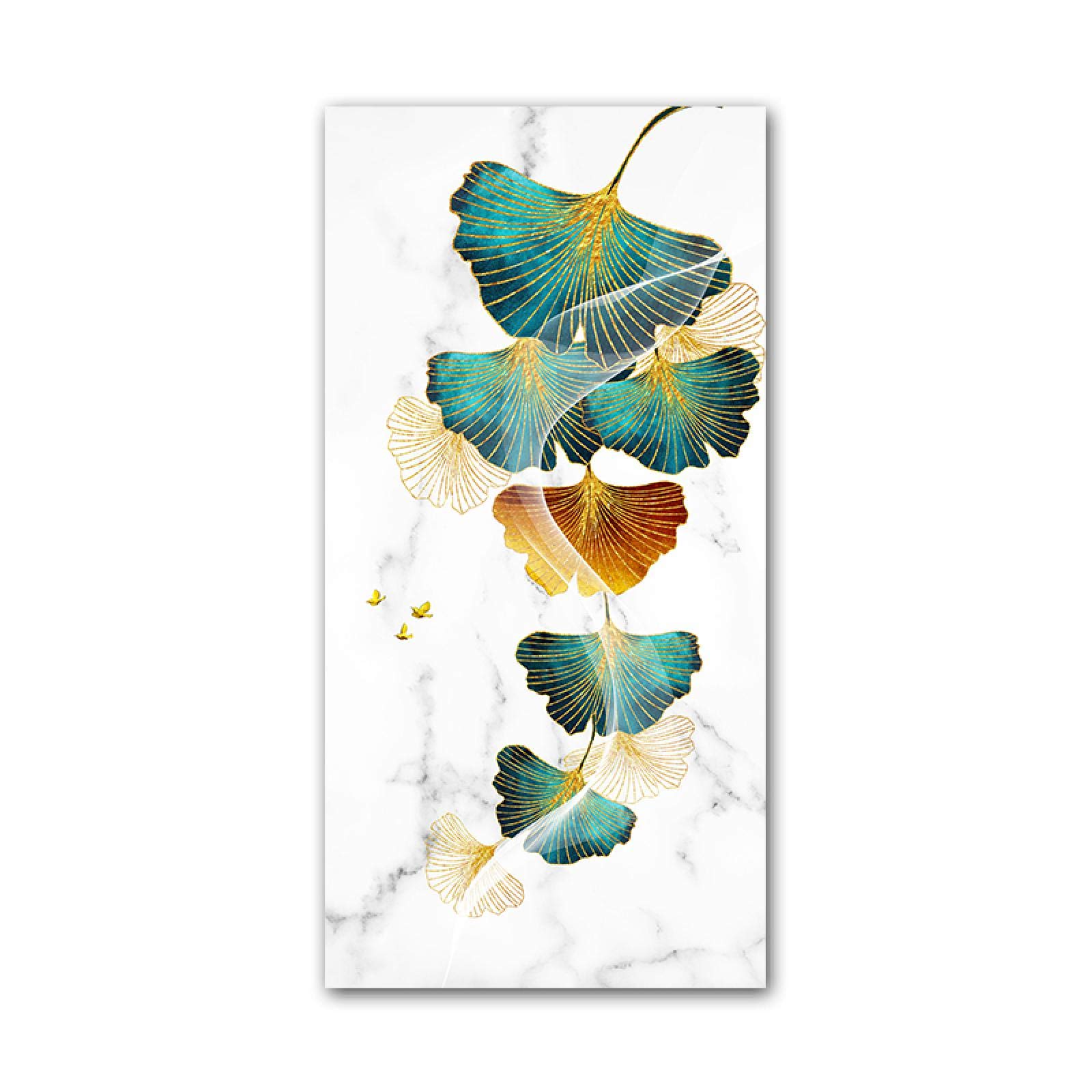 Arte de la pared de la hoja verde grande abstracto moderno Pintura de la lona Textura de mármol Carteles nórdicos e impresiones Imagen Decoración de la habitación 60x120cm (24''x47'') Marco interior