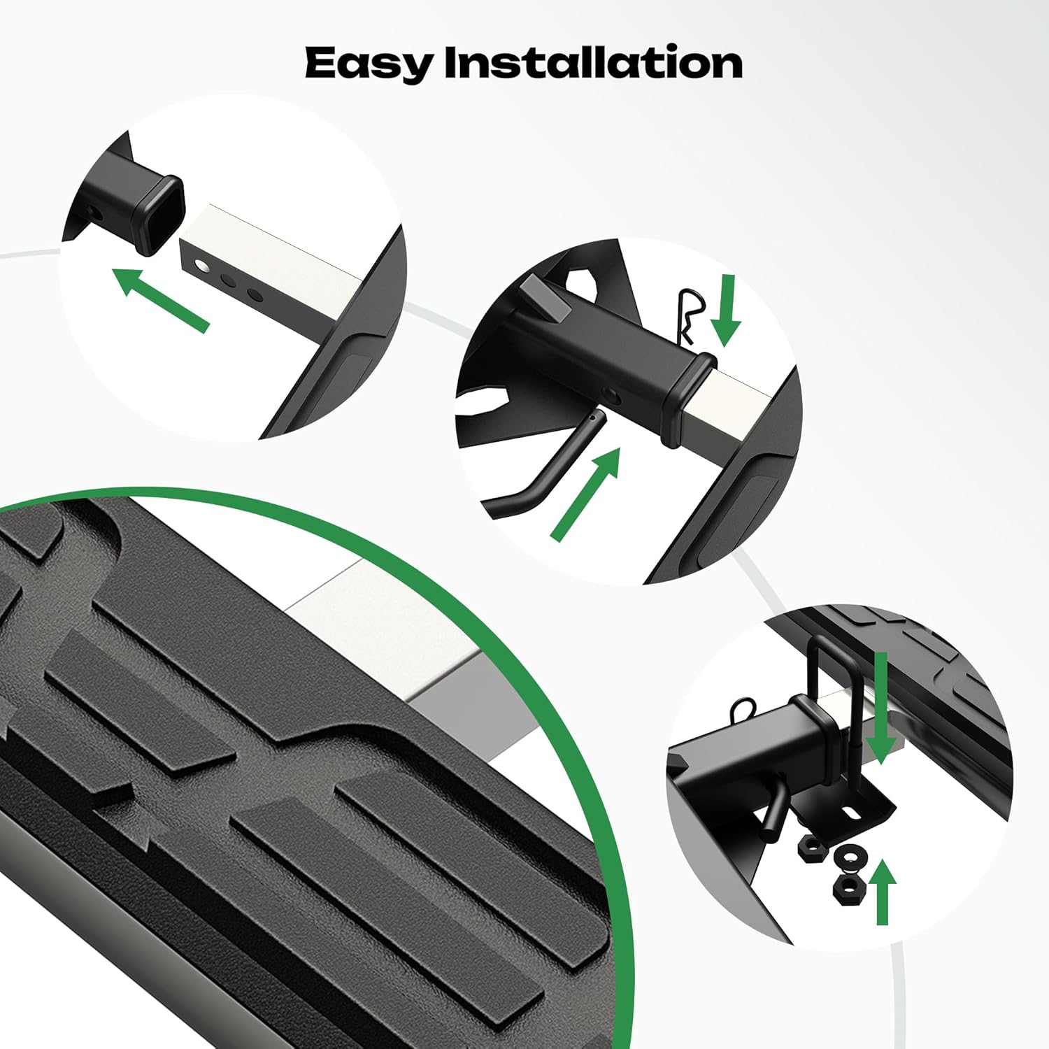 Hitch Step 2-Inch Hitch Receivers, AUSUM MOTOR Trailer Hitch Step with Bumper Guard for SUVs, Trucks, Pickups, Towing Hitch Step with Textured Black Robust Steel Structure, Max Load 300lbs