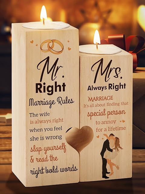 Wedding Gifts for Couple, KAAYEE Heart Shaped Candle Holder Wedding Gifts for Bride and Groom, Mr and Mrs Presents, Gift Idea for Wedding (Wedding)
