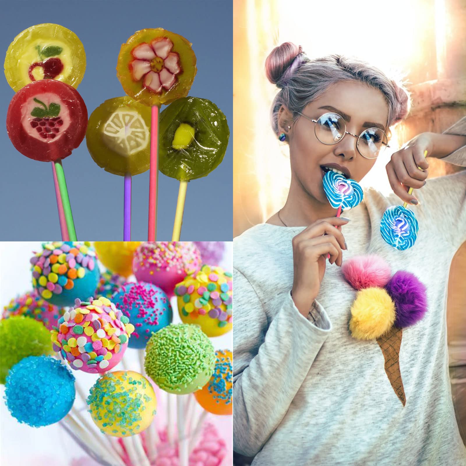 VIVIIHOO Kit 300 Pièces Pour Cake Pops - Bâtonnets, Sachets Et Attaches (DIY Pâtisserie Décorative)