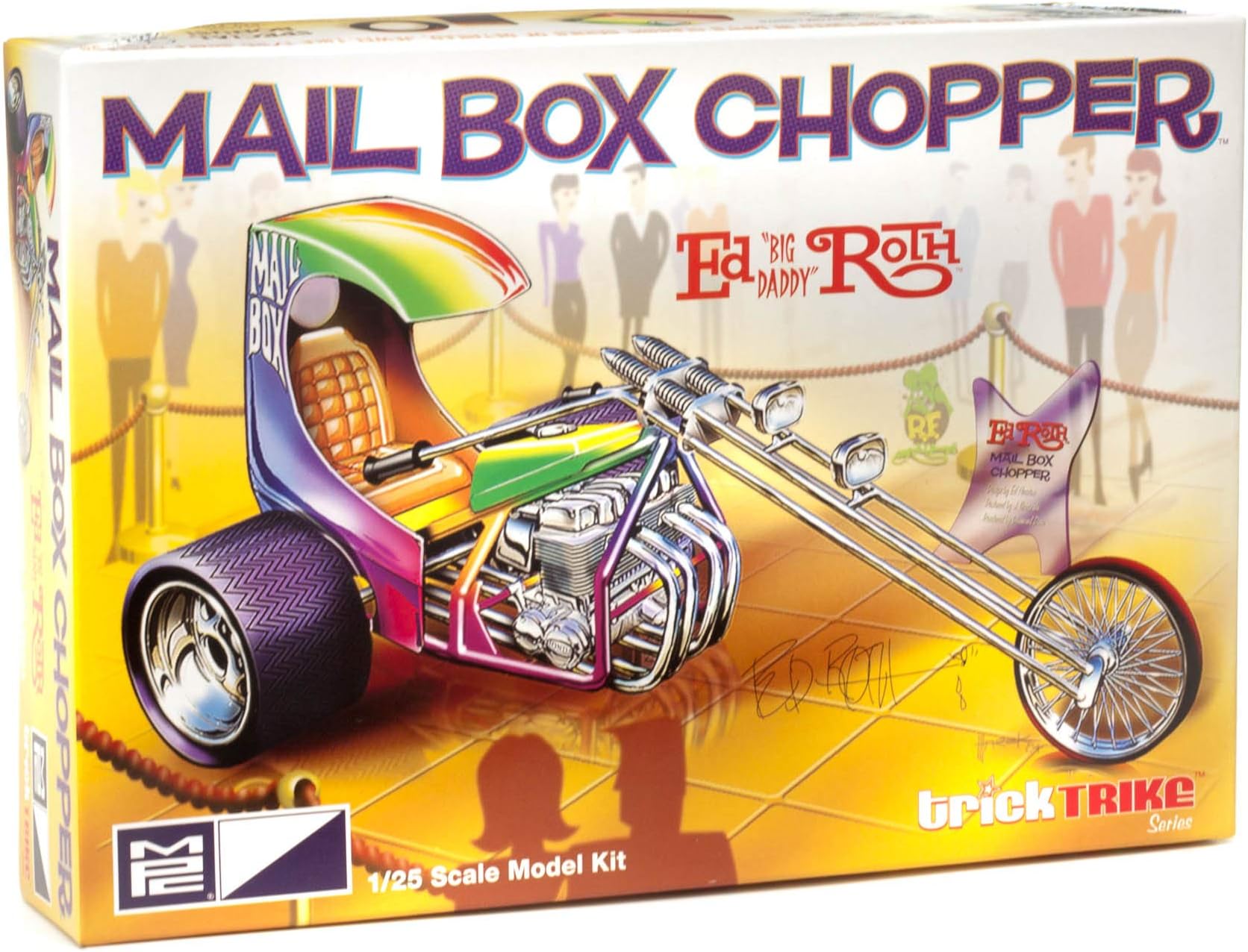 MPC Ed Roth's Mail Box Chopper (Trick Trikes Series) 1/25 Scale Custom Trike Motorcycle Kit, White (MPC892)