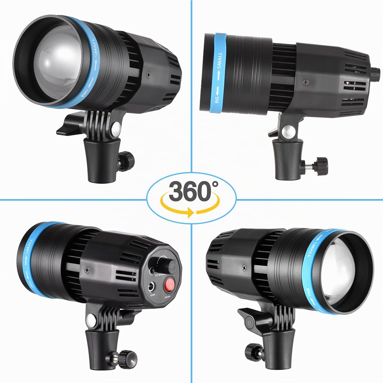 Andoer 50 W LED Videoluce continua, COB, luce fissa, 5500 K, dimmerabile, CRI90+, lente di ingrandimento integrata con telecomando, 5 filtri di colore per ritratto, matrimonio, fotografia di prodotti