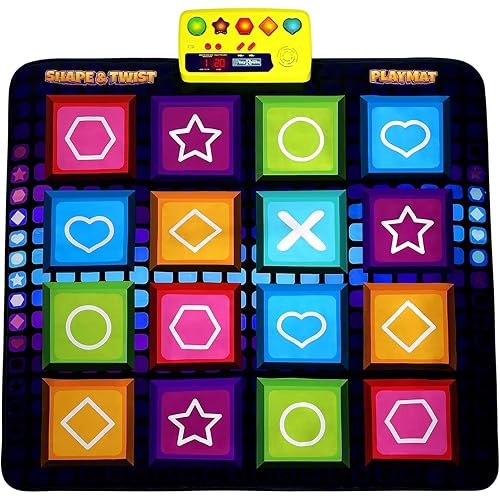 Shape & Twist Dance Mat | 3 Fun Educational Shape Games Mat for Kids Ages 4-8 | Electronic Gift Toy for Girls & Boys Ages 4 5 6 7 8 Years Old | Brain & Memory STEM Toy for Kids