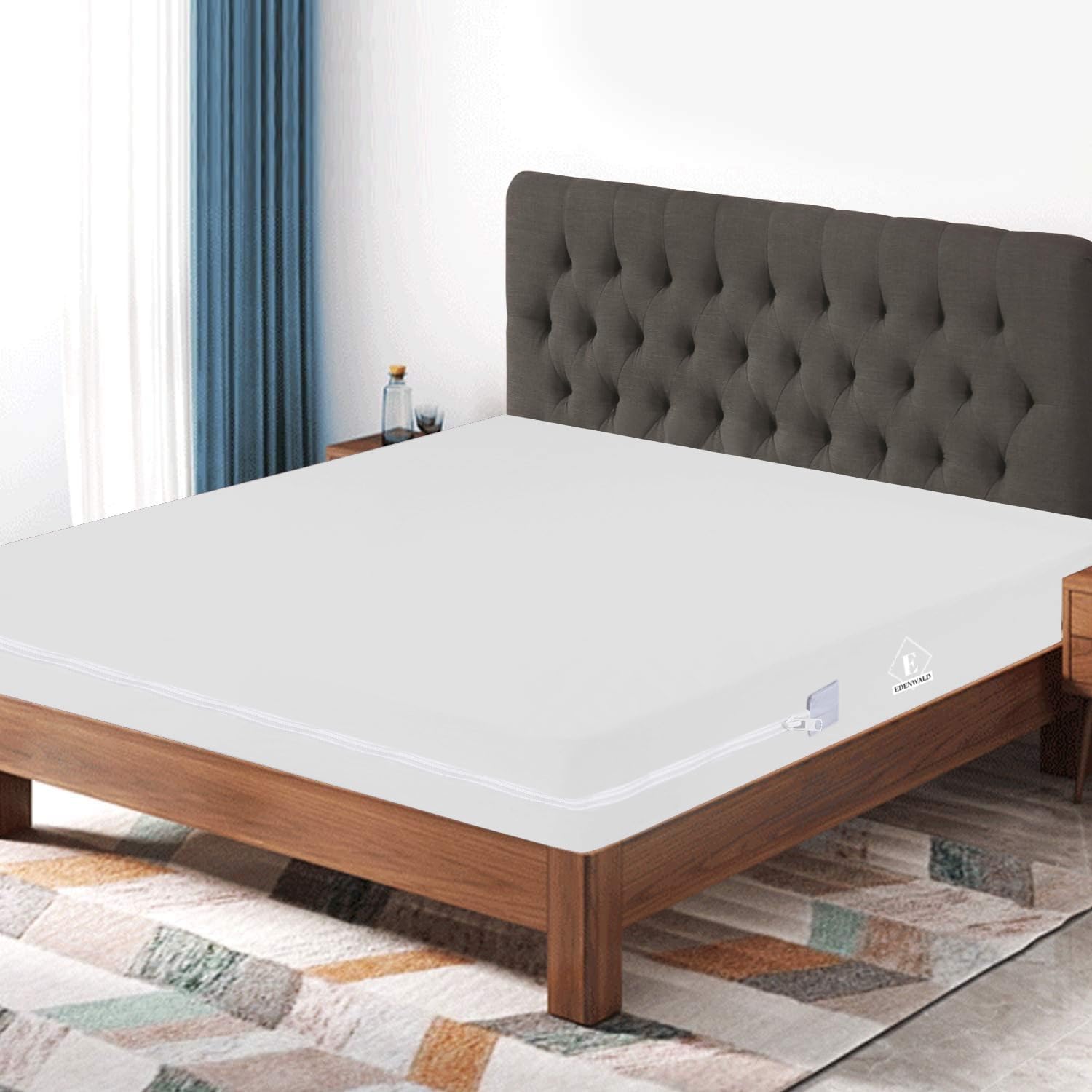 Edenwald Terry Cotton Ultra Soft Waterproof Mattress Protector Standard Size (72x72Inches)_with 6 Inch Drop,Zippered Mattress Encasement, Six-Sided Mattress Cover, White Color mattress protector cover (B0CSYJDDTL) Amazon Price History, Amazon Price Tracker