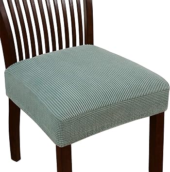 Stretch Chair Seat Covers Slipcovers Dining Chairs Protectors Removable Washable Chair Seat Cushion Covers for Dining Room Kitchen Hotel Color Dark Cyan, Size Set of 6