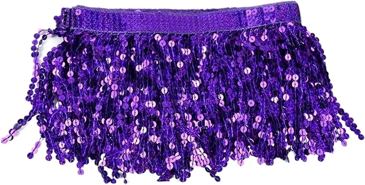 Encaje con lentejuelas y flecos de cuentas de 10 yardas para trajes de baile latino