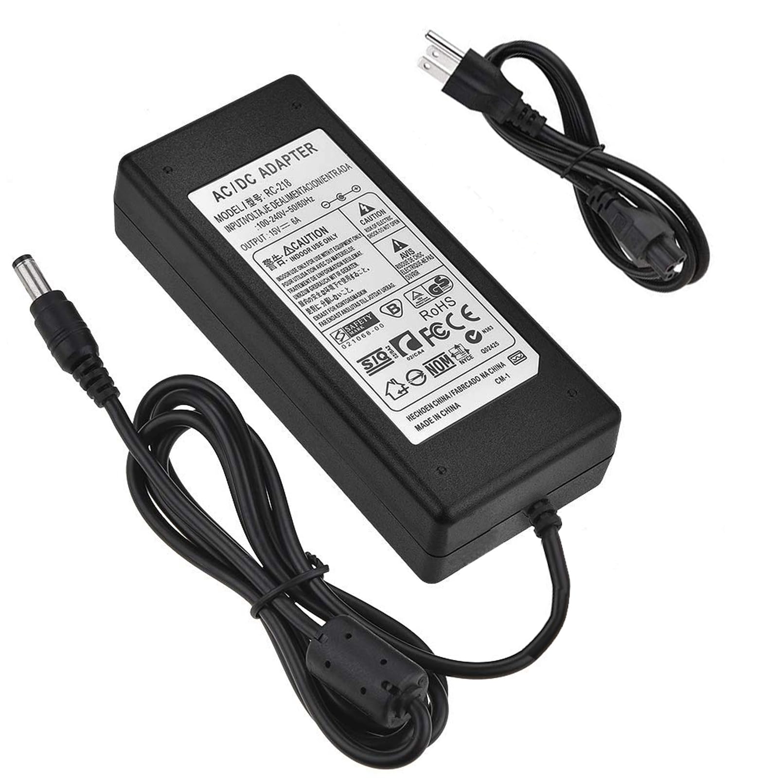 Photo 1 of 15V 6A Power Adapter, AC 100-240V Switching to DC 15V 90W 6A, LED Power Supply, for RC Charger, LED Strip Lights, Other Low Voltage Device
