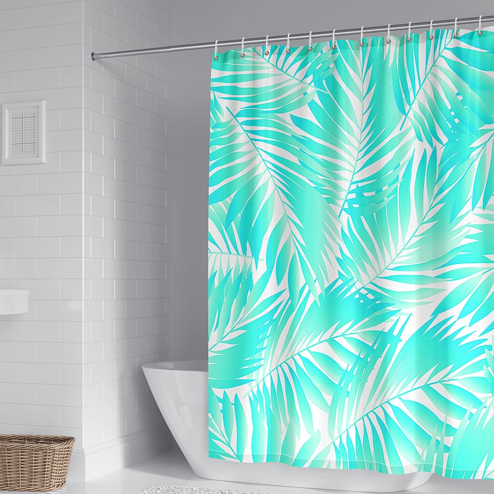 Rideau de douche 165x200cm polyester bleu clair KnSam avec crochets de fixation inclus