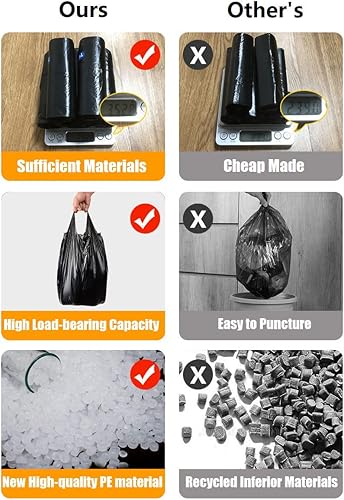 Miniatura 4 de 100 bolsas de basura de 5 galones con asas de 18 x 23.6 pulgadas, sin perfume, color negro, para cocina, dormitorio, sala de estar, baño