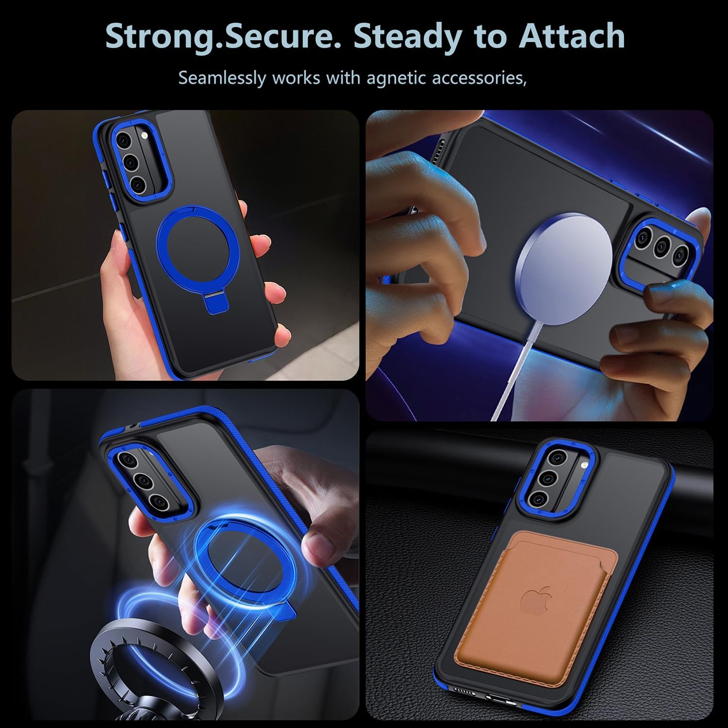 for Samsung Galaxy S22 Case, Magnetic Adjustable Ring Stand [Fit for Magsafe], [Military-Grade Shockproof Protection] Phone Case with Kickstand&Ring Holder (Blue)