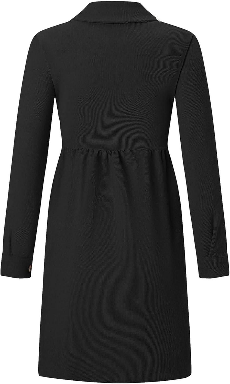 BOFETA Women Button Down Shirt Dress Casual Corduroy Lapel Collar Dress A Line Long Sleeve Dresses - Image 4