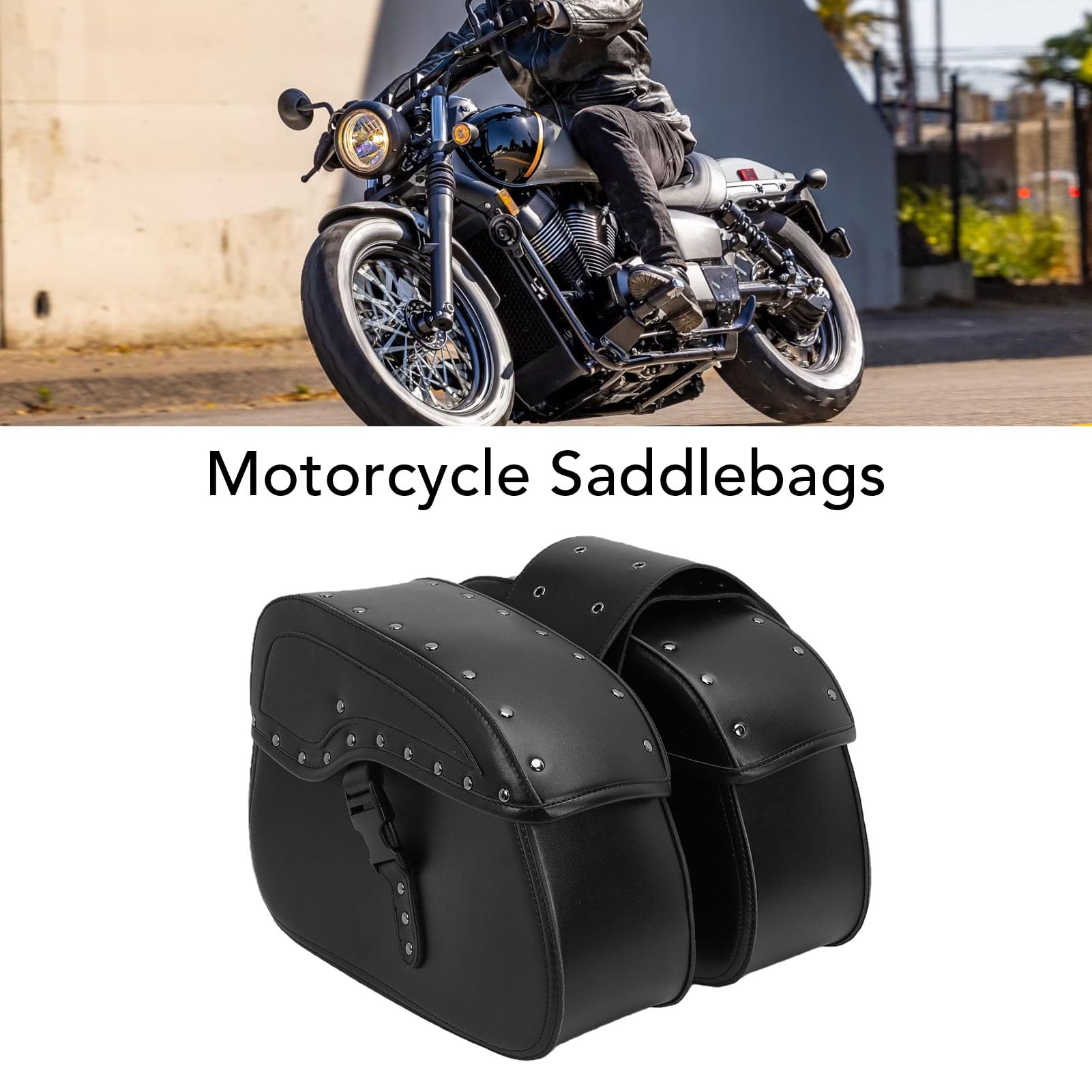 Bolsas de Almacenamiento Laterales para Motocicleta de Gran Capacidad de 30 litros, Juego de Alforjas de Equipaje de Cuero Suave de PU para Múltiples Tipos de Motocicletas de