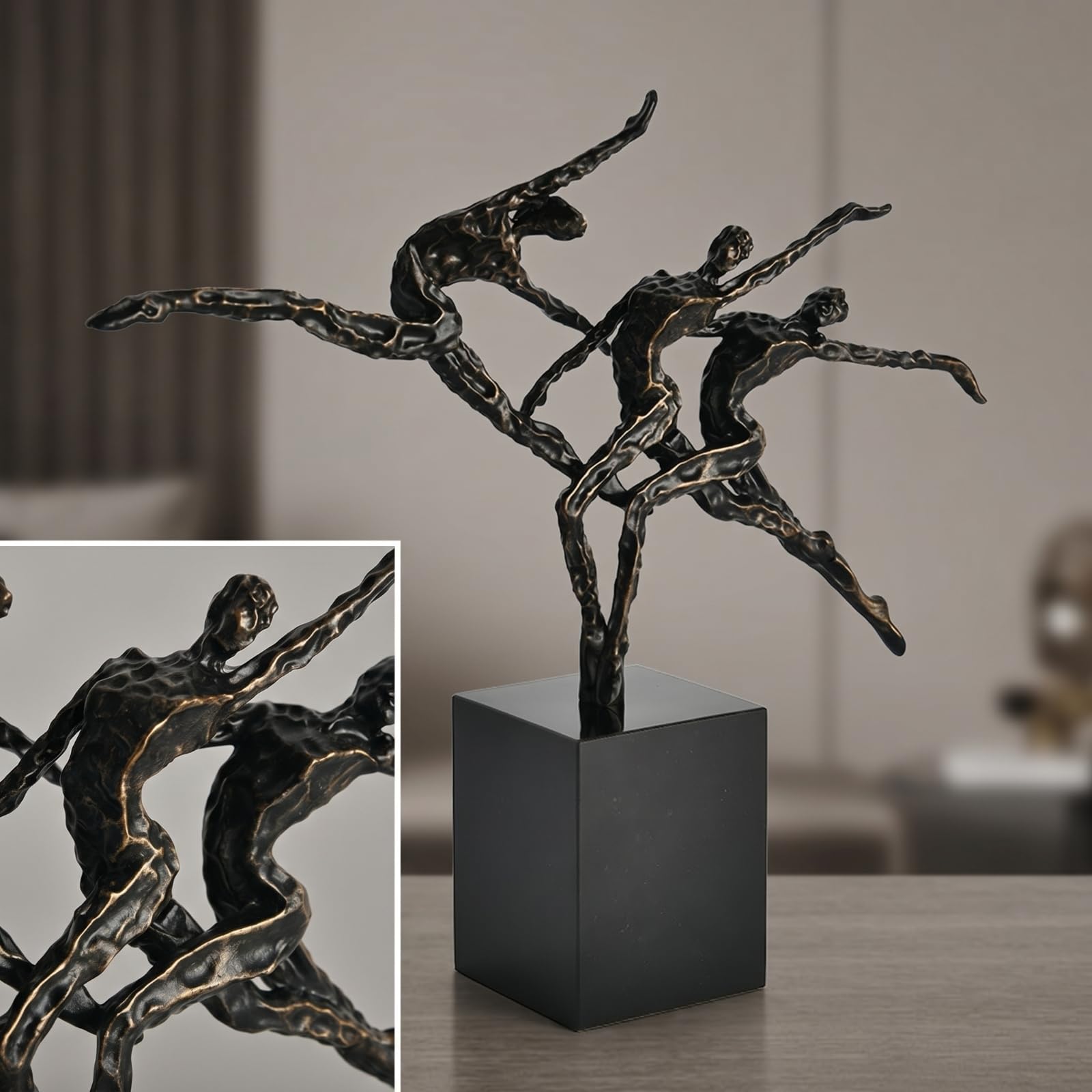F Fityle Estatua de Figura Geométrica Figura Artística Moderna Escultura Adorno Decorativo Estatua Geométrica en Aleación con Base de Mármol Adecuada para