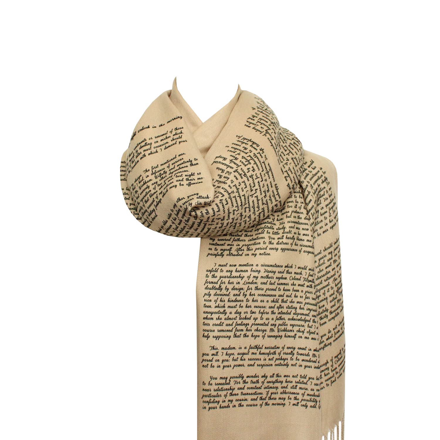 Universal Zone Jane Austen Schal mit Darcy's Letter to Elizabeth from Pride and Prejudice, Beige, 72" x 26"
