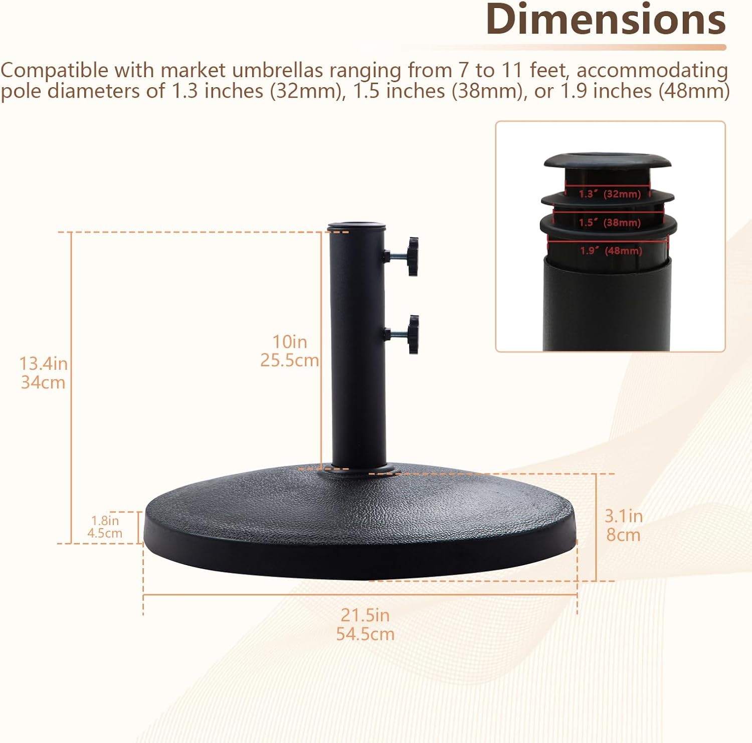 C-Hopetree 42 lb Patio Umbrella Base, Heavy Duty Stand for Outdoor Patio Market Table Umbrella, Black