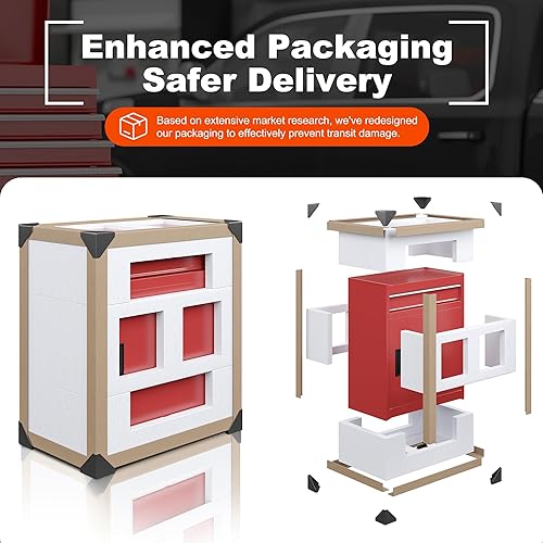 Miniatura 4 de Cofre de herramientas de 5 cajones, armario de almacenamiento de herramientas rodante con caja de herramientas superior desmontable, embalaje