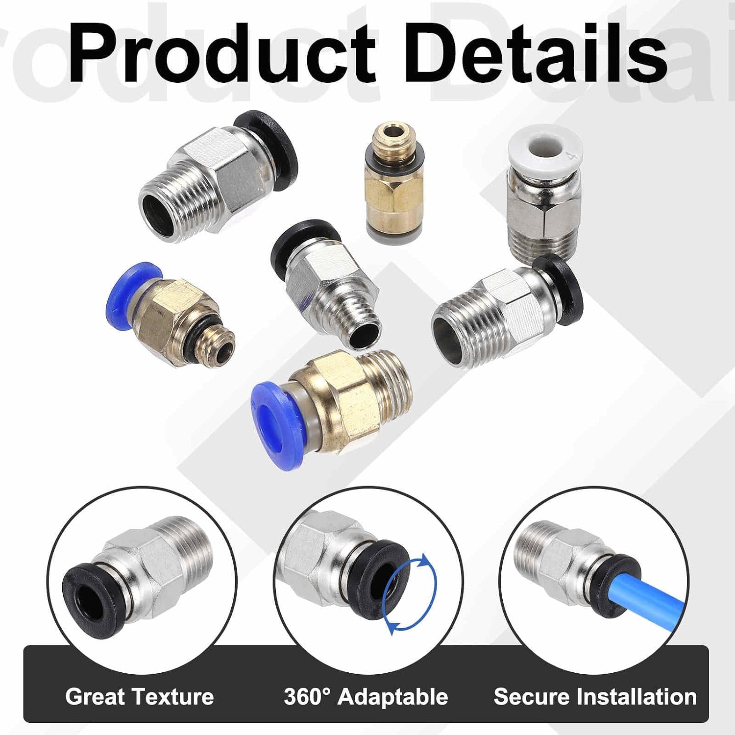 MECCANIXITY 10 Pcs Pneumatic Fitting, PC6-M10 Push to Connect Pneumatic Tube Fittings, Straight Through Fitting for 3D Printer, 4x6mm Tubes, Black