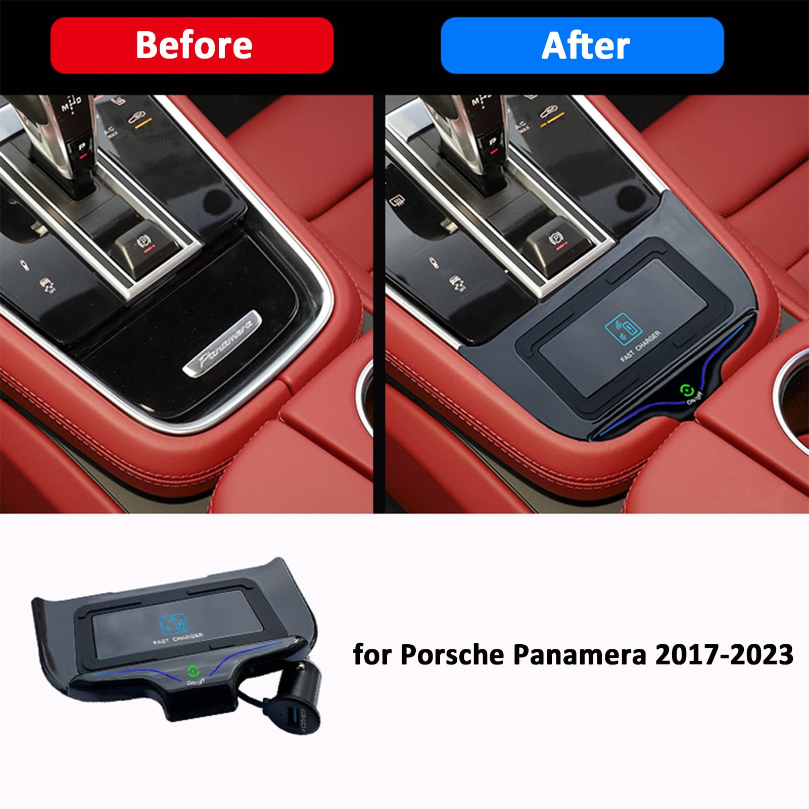 Samochodowa Bezprzewodowa ładowarka dla Porsche Panamera 2017-2023,Indukcyjna ładowarka Bezprzewodowa,15W Szybki Bezprzewodowy Stojak ładowania Qi-certyfikowany,Konsole Centralne A(Color:22-23)