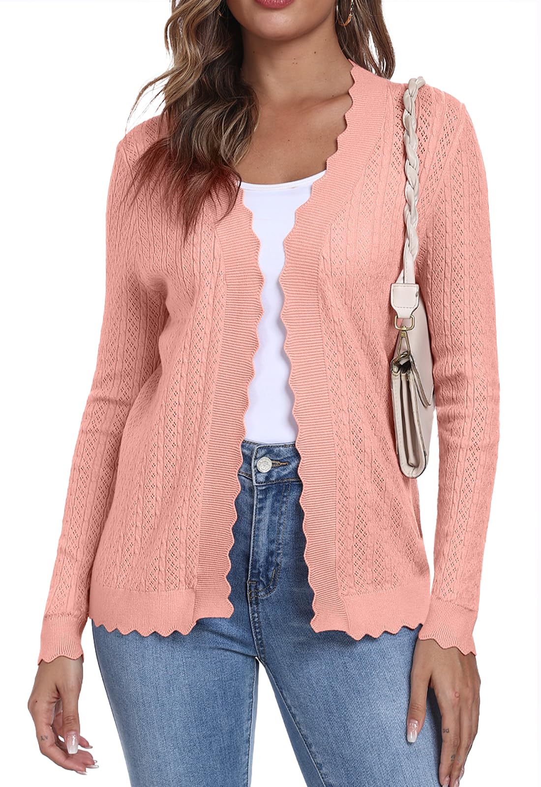 DEARCASE Damen Strickjacken Cardigan Lange Ärmel Leichtgewic