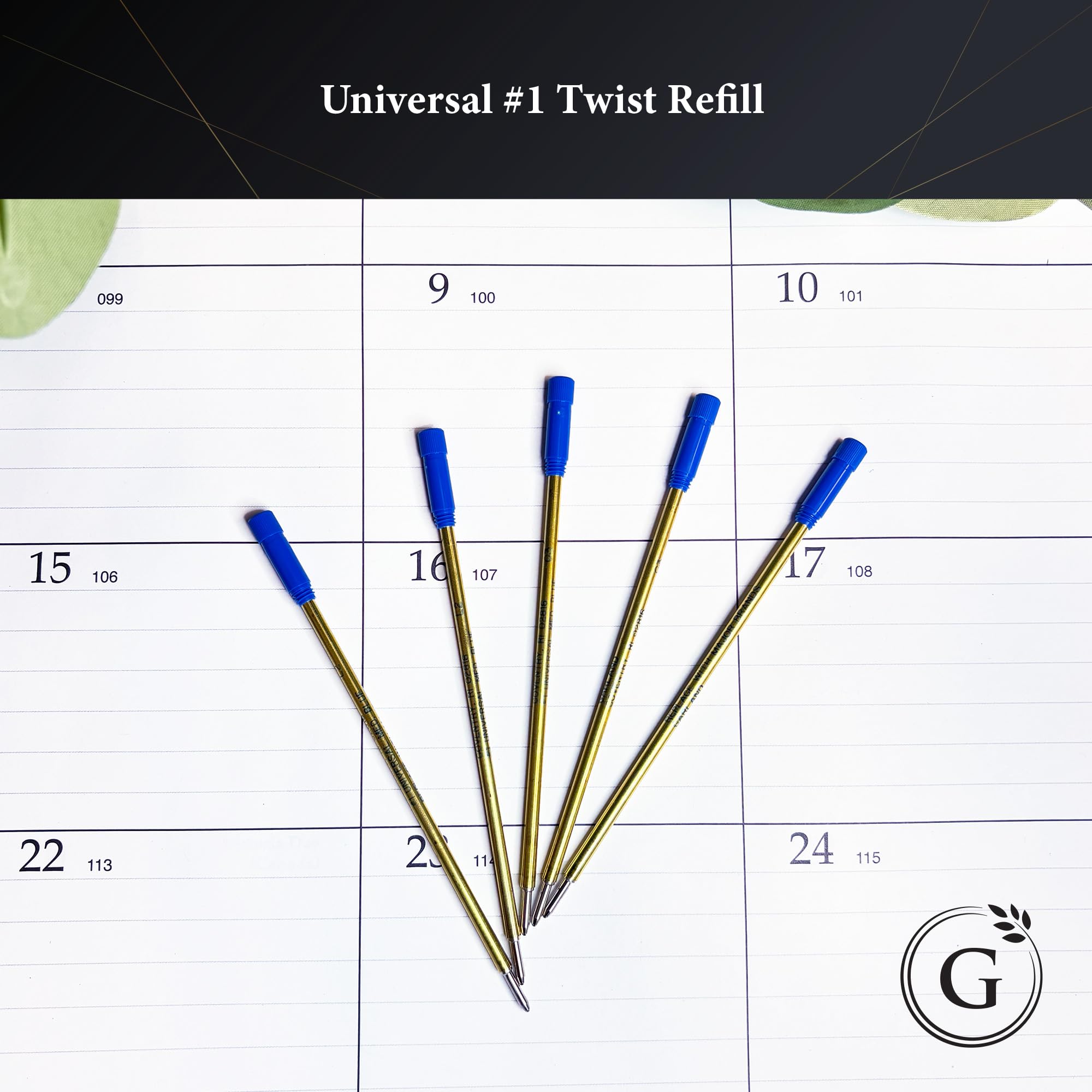 Garland Universal #1 Cross kompatible Kugelschreibermine, hergestellt in den USA, 1,0 mm mittlere Spitze, glattes Schreiben, 5 Stück (blau)