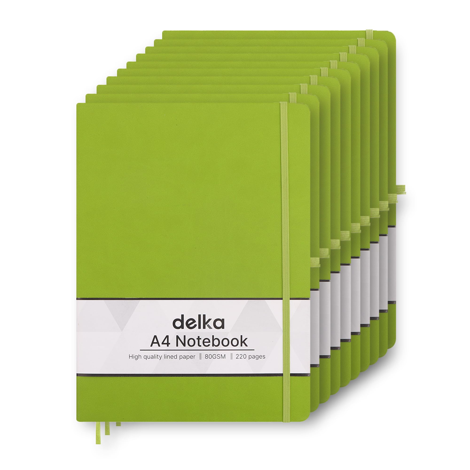 delka A4 Notebook, Notebook A4 Note Book Note Pad Journal Notebook A4 Notepad, Notebook for Office School Home Business Writing & Note Taking (GREEN, Pack of 10)