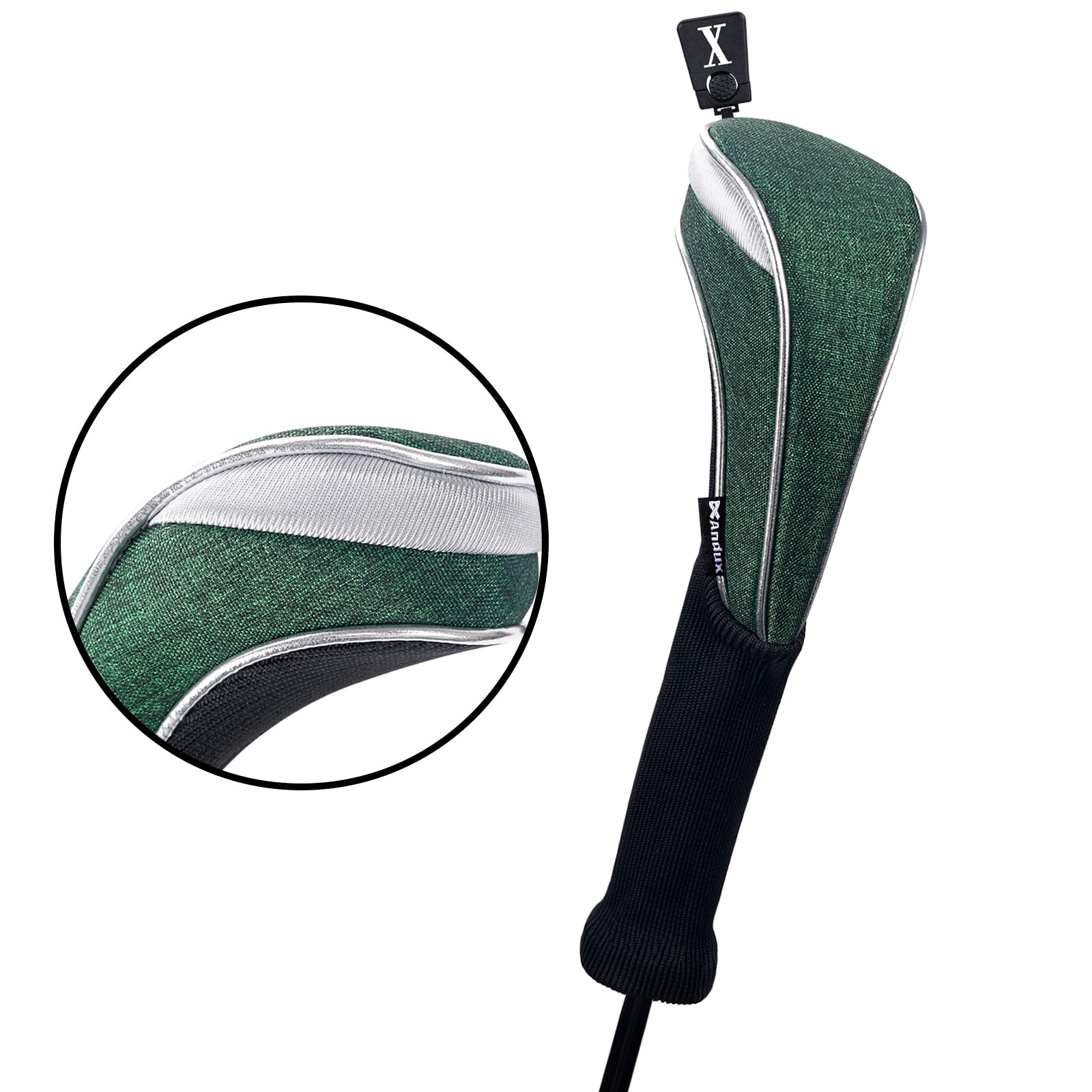 Andux Set di 3 coperture per mazze da golf in nylon, per mazze da golf, 460 cc, con collo lungo
