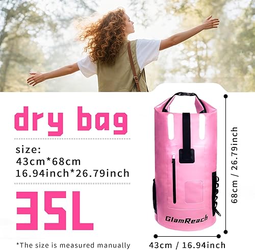 Miniatura 7 de Bolsa seca de 35 L, mochila impermeable resistente para mujer, material resistente al desgaste para kayak, senderismo, viajes, artículos esenciales