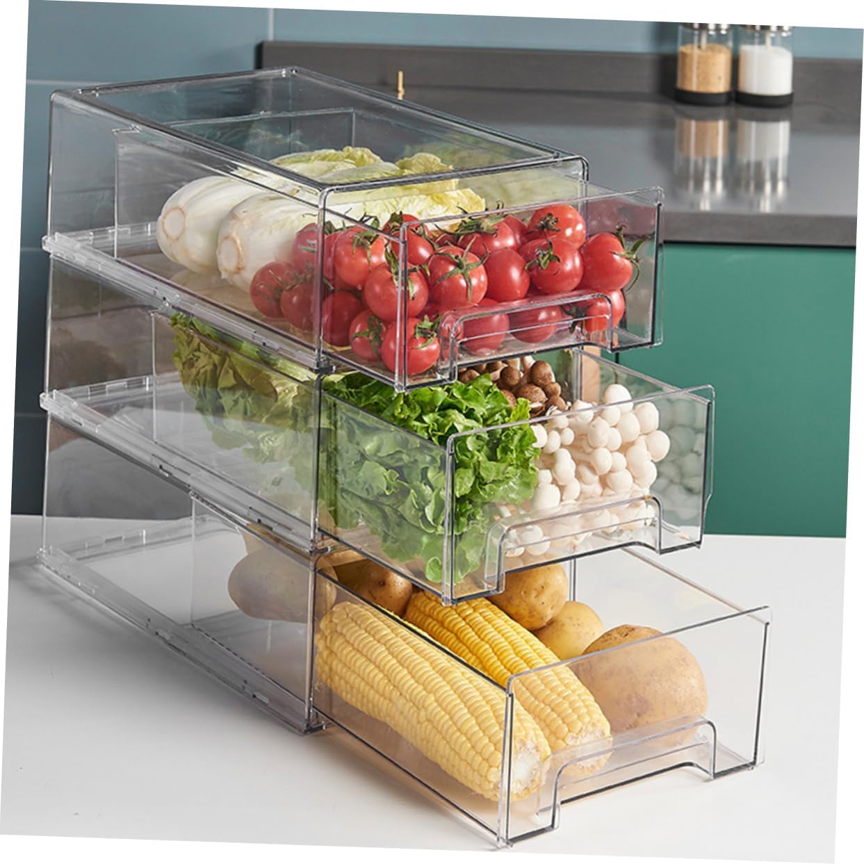 Telescopic Drawer Storage Box for Refrigerator Fridge Organizer for Fruits and Vegetables Comfortable to Hold Side Handle for Home and Restaurant Use for Efficient Food Storage