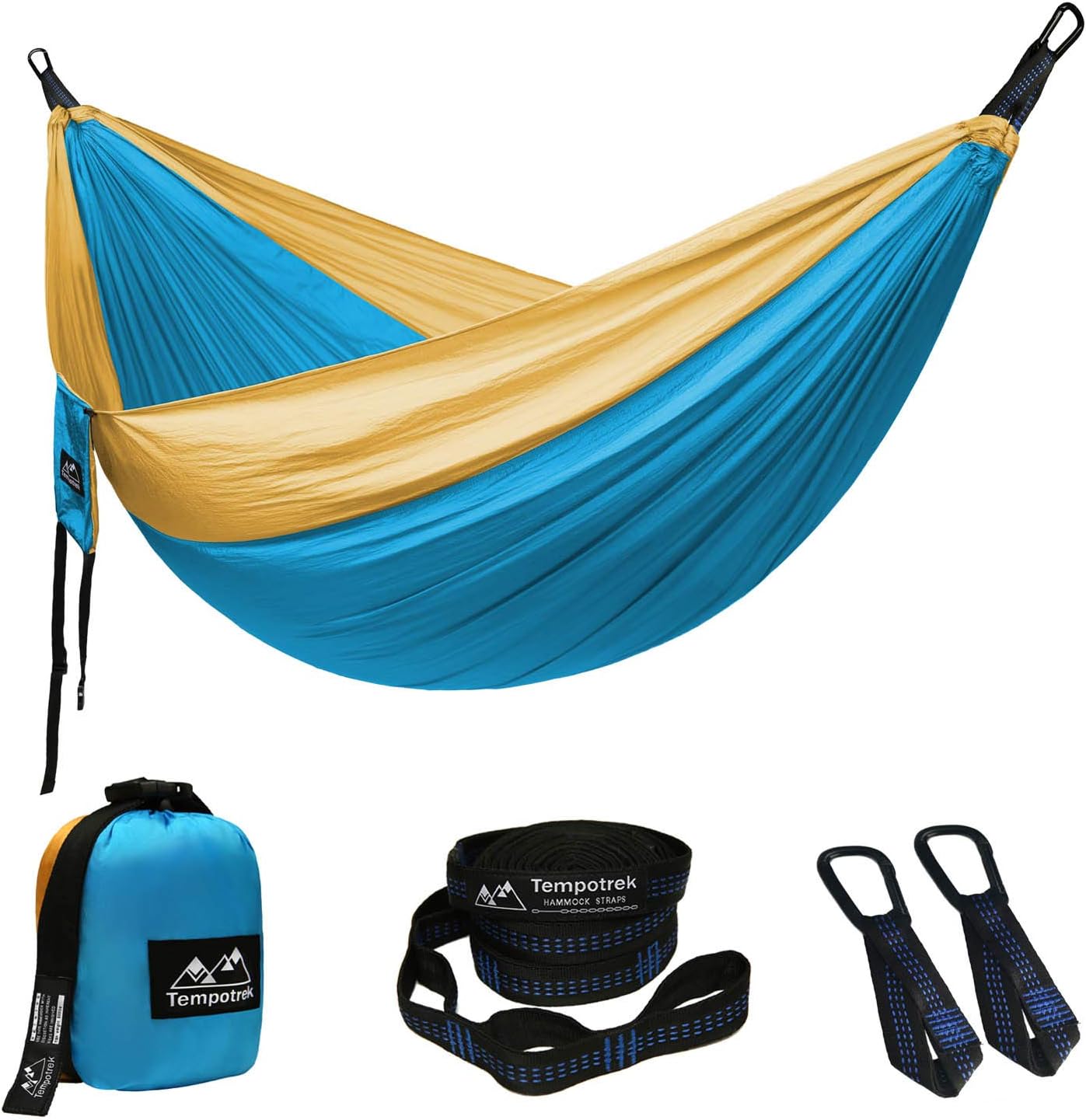 Tempotrek Double Camping Hammock Portable Indoor Outdoor Tree Hammock with 2 Hanging Straps，Lightweight Nylon Portable Hammock for Backpacking, Travel, Beach and Garden
