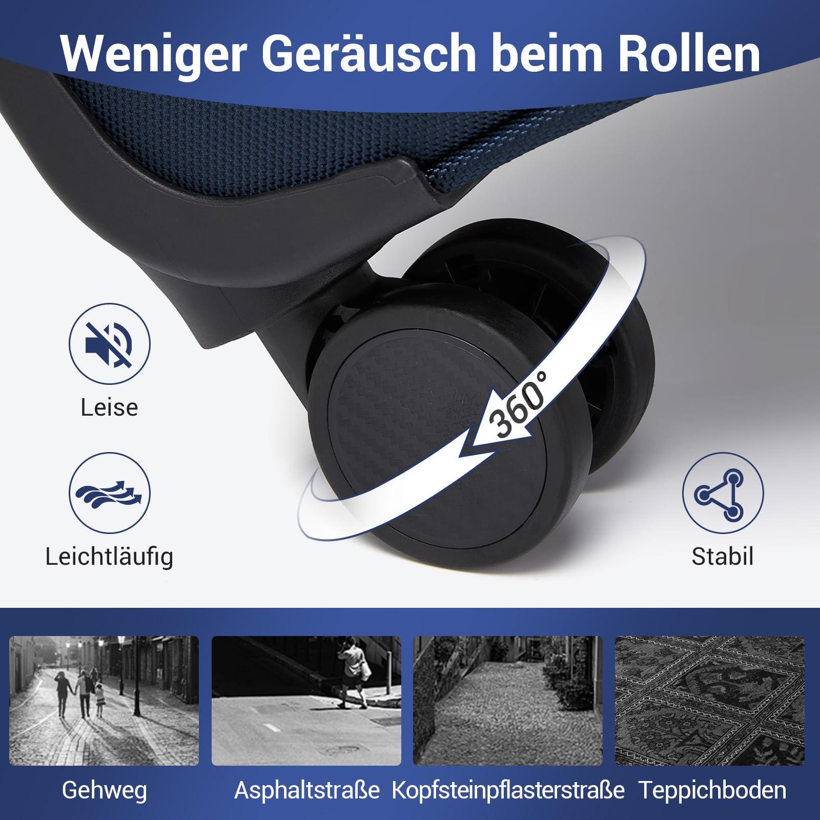 British Traveller Erweiterbarer Koffer Groß für Familienreisen, 100L Stoff Reisekoffer mit Volumenerweiterung,4 Rollen Koffer Trolley mit TSA Schloss,79.5x49x32.5 cm (Blau)