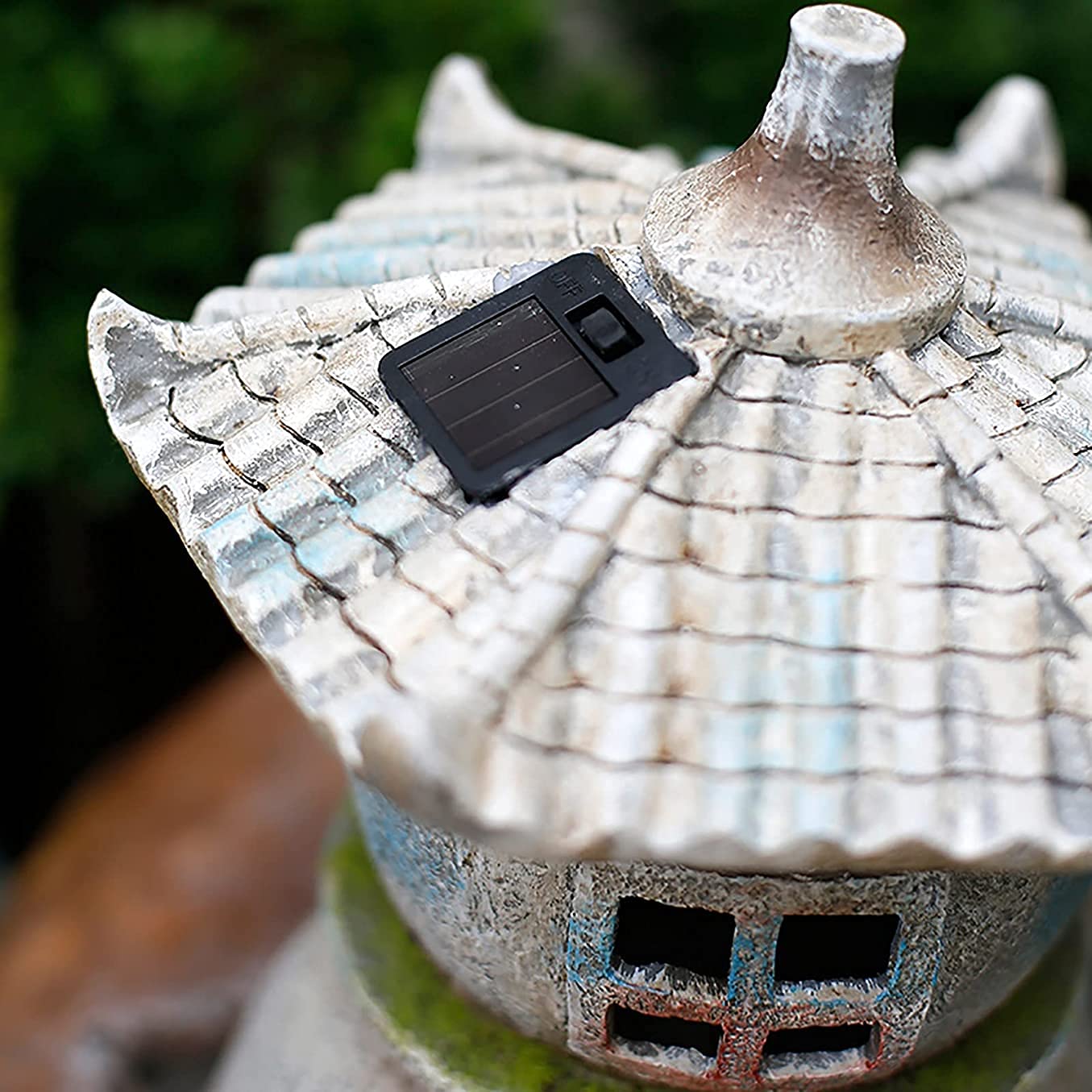 11,02" H Pagoda zasilana energią słoneczną statuetka lampa ogrodowa, wodoodporna rzeźba ogrodowa