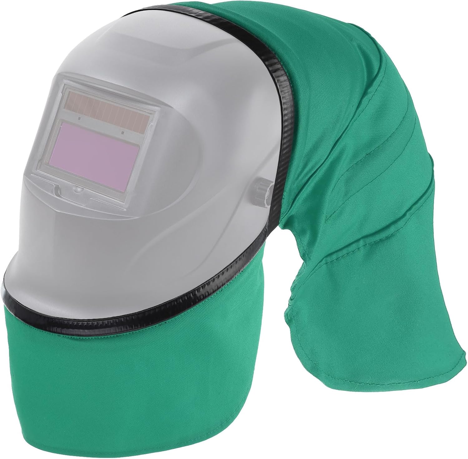 HARFINGTON Welding Helmet Cover and Helmet Bib Set FR Cotton Welding Helmet Headcover Wrap-Around Helmet Bib Welding Accessories with Press Fit Seal for Most Welding Helmets, Green