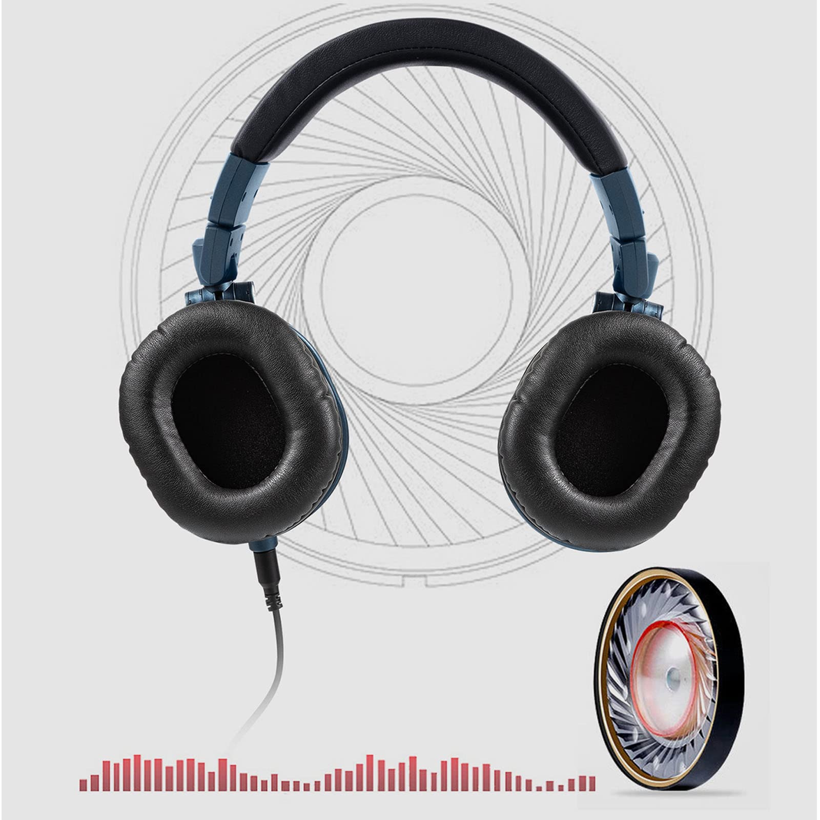 Auriculares de diadema para DJ de estudio, estéreo, profesionales, plegables, rotación de 90°, auriculares de estudio, sin micrófono