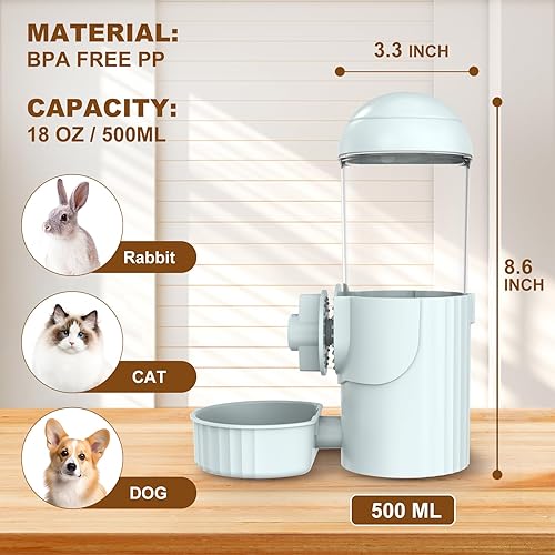 Miniatura 2 de Dispensador de agua automático para mascotas, cuenco de agua para jaula, plato pequeño de comida para conejos, hurones, gatos, pájaros, perros