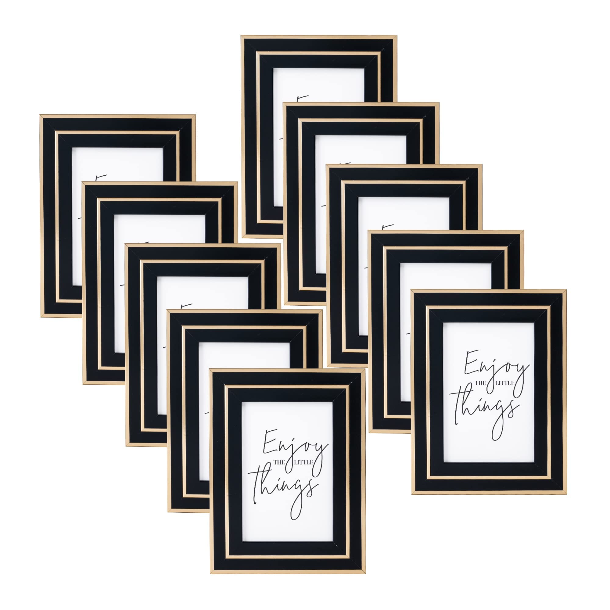 Photo 1 of ***USED***
ArtbyHannah 10 Pack 4x6 Inch Modern Black Gold Picture Frames