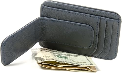 Vista 18 de Goson Cartera de cuero con clip para dinero para hombre, billetera de bolsillo frontal, tarjetero de crédito, cartera minimalista delgada Marrón