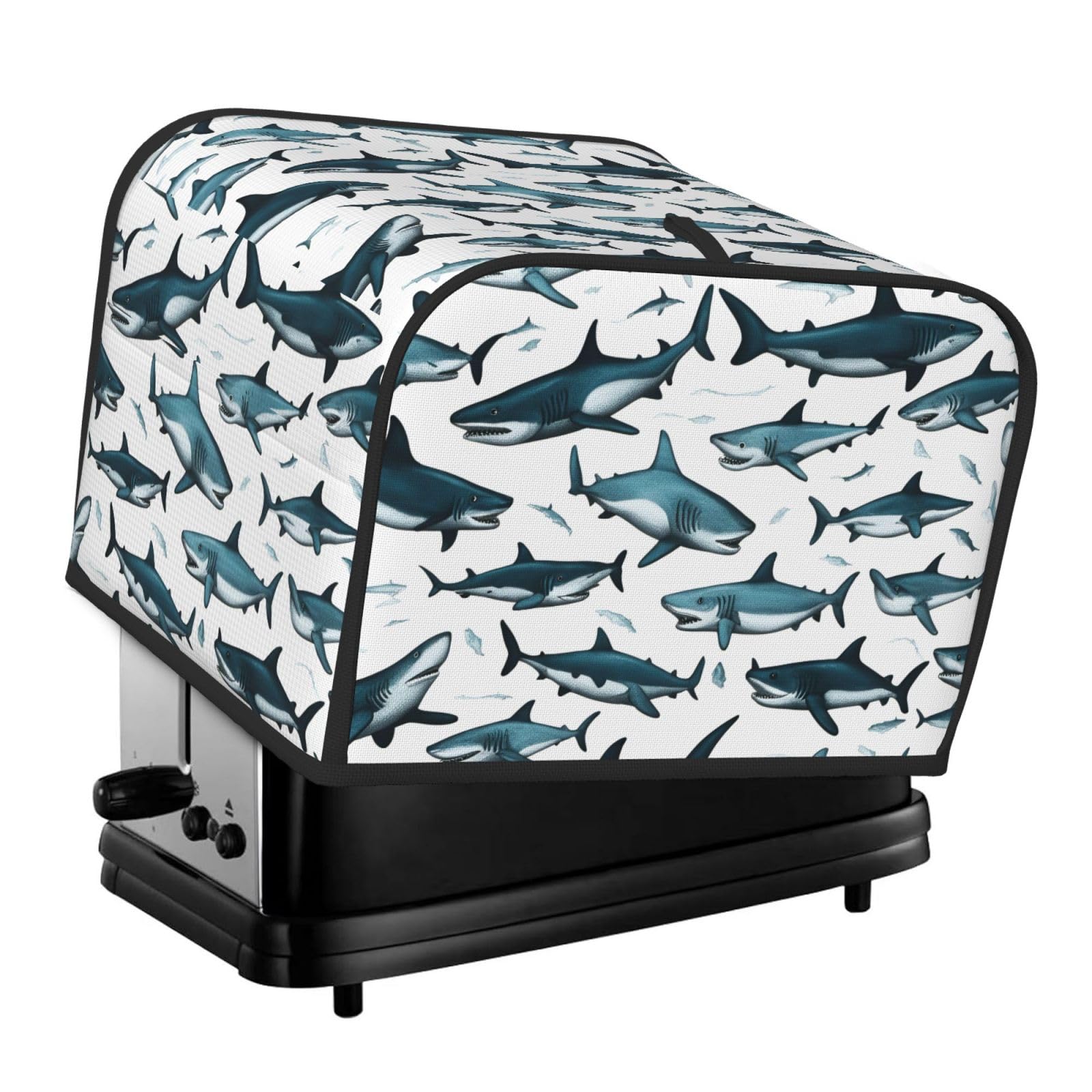 Shark Pattern With Various Gestures Print 4-Slice Toaster Cover Dustproof Waterproof Kitchen Appliance Protector For Bread