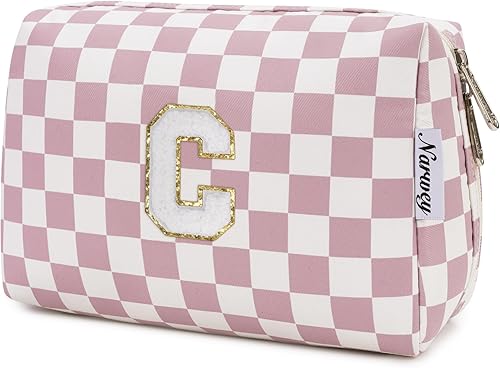 Vista 102 de Narwey Bolsa de maquillaje con iniciales para adolescentes y niñas, regalos de moda de 6, 8, 10, 11, 12, 14, 16, 18 años, bolsa de aseo cosmética