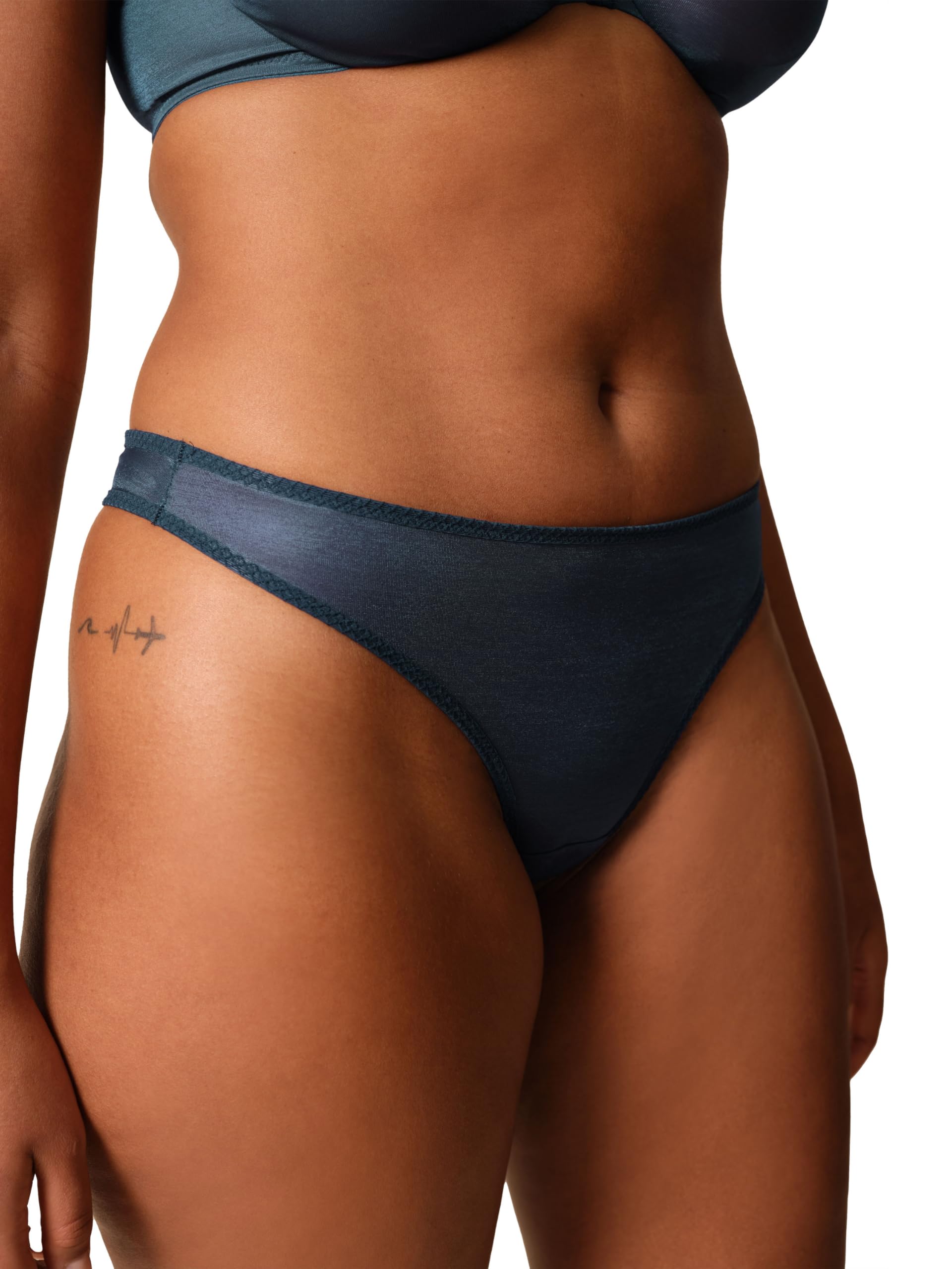 Gossard Women's Glossies Thong Panties, Shadow Blue, M