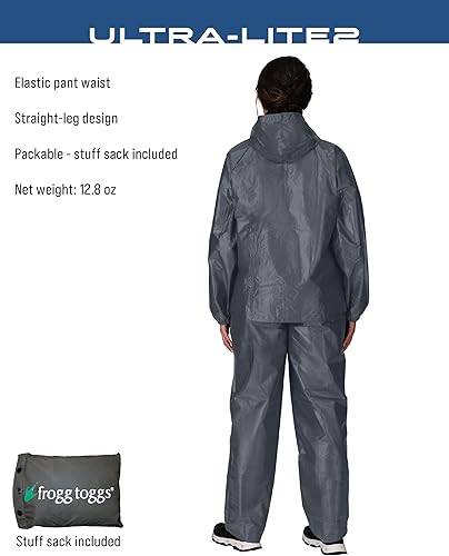 Miniatura 9 de FROGG TOGGS Traje de lluvia Ultra-Lite2 de 2 capas impermeable transpirable para mujer Caqui,Carbon