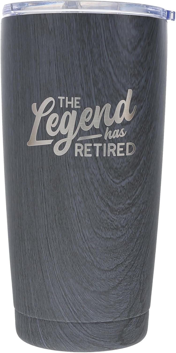 Pavilion Gift Company - The Legend Has Retired - 20 Oz 592 mL Travel Tumbler Coffee Mug Tea Cup Drinkware With Slide Open Lid Women For Her Men For Him Retiring Retirement Coworker Present Gift
