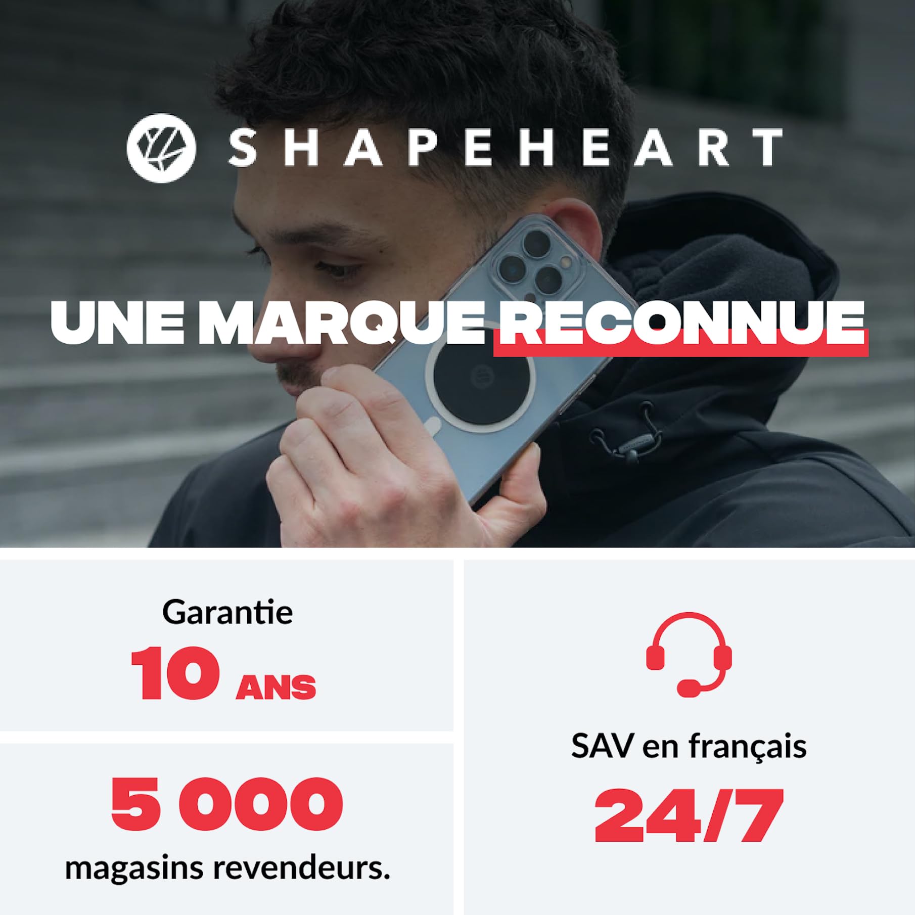 Shapeheart Support Téléphone Vélo Magnétique - Pose et Retire en Une Main - Fixation Guidon Universelle pour VTT, Moto, Trottinette - Plaque Métallique Incluse - Maintien Stable, Rapide et Amovible