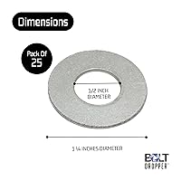 Vista 3 de Bolt Dropper Arandela plana de acabado de acero inoxidable de 1/2", 1-1/4" de diámetro exterior - Acero inoxidable 18-8 (304), altamente resistente