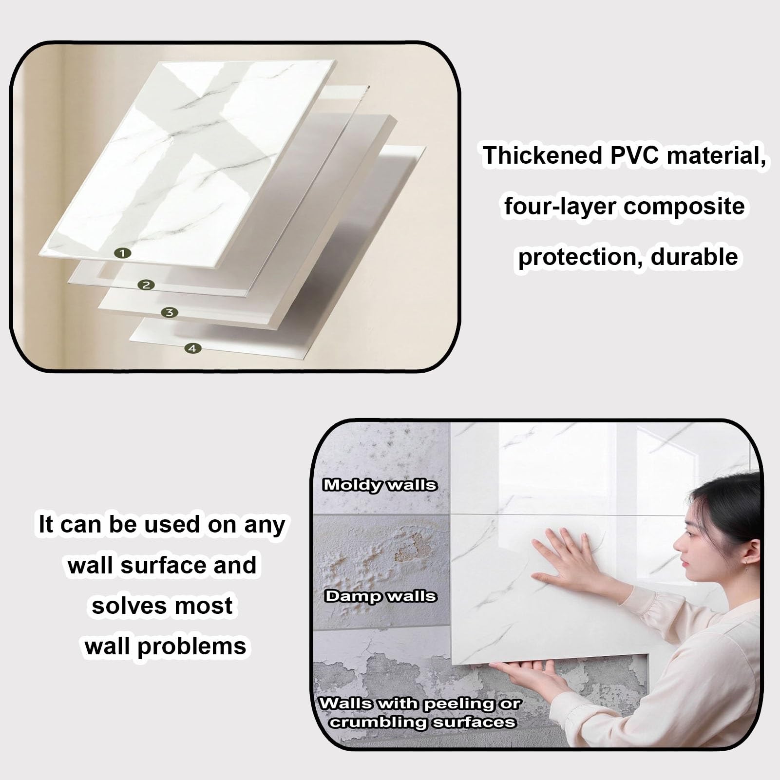 Revestimiento Adhesivo De PVC con Efecto Mármol (no Es Azulejo Real)(Gray -B,60x30cm 2 Pieces)