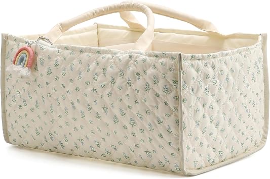 Diaper Caddy Organizer,Cute Floral Nursery Storage Basket,Soft Portable Changing Table Car Caddy Organizer Gift Blue Floral