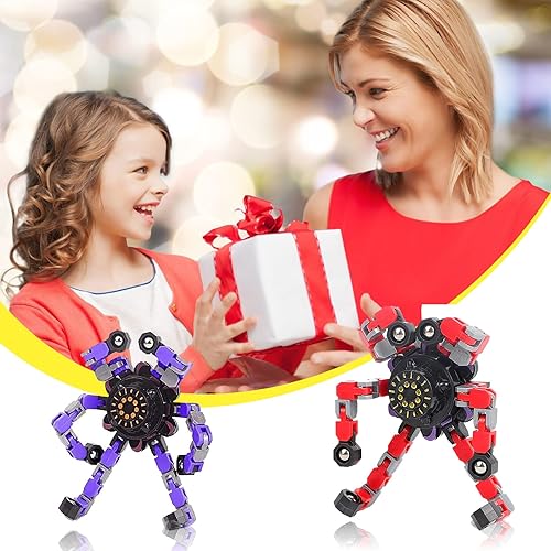 Miniatura 7 de 4 piezas Fidget Spinners Transformable Dedo Punta de los Dedos Robot Juguete DIY Robot Deformable Divertido Juguete Fidget Juguete para Adultos Niños