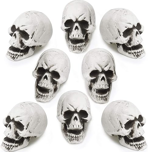 8 piezas de calaveras de Halloween, calaveras de aspecto realista, cráneo de esqueleto humano para la decoración de la mesa del bar de Halloween