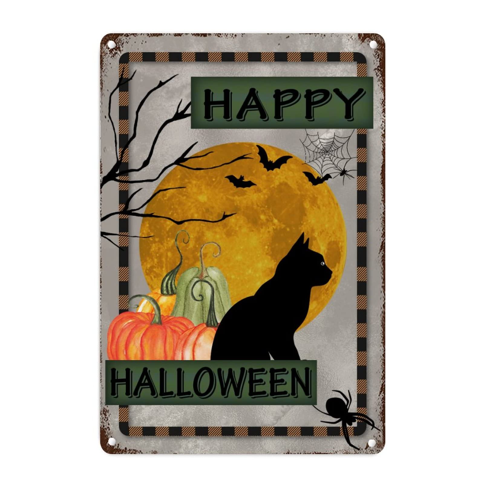 Plaque murale métal Halloween pour remplacer déco plastique